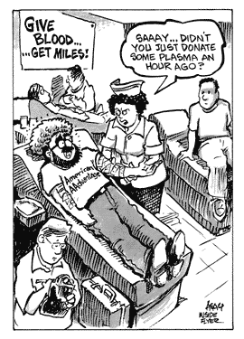 Frequent Flyer Funnies - Give Blood, Get Miles Frequent Flyer Funnies - Give Blood, Get Miles